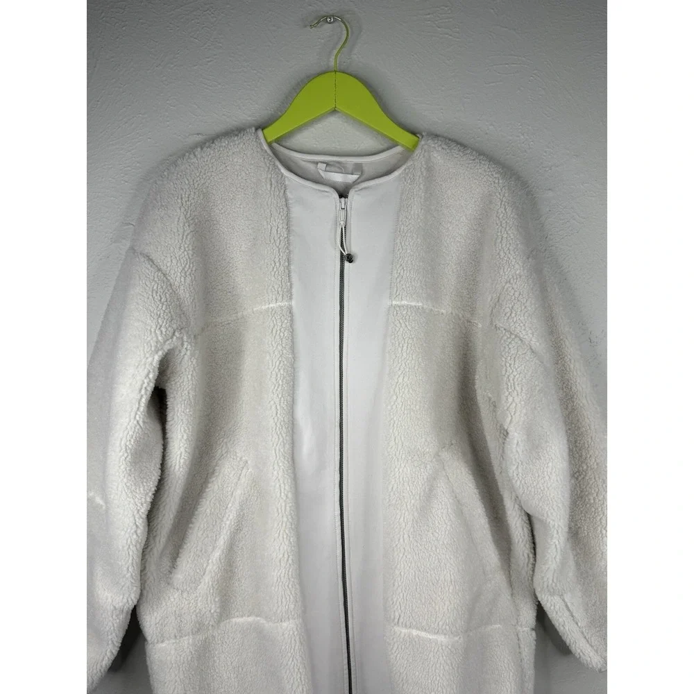 Lululemon Cream So Sherpa Textured Teddy Coat Fleece Collarless Jacket 8 Fleece